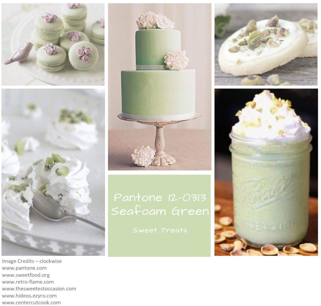 PIcture Montage of Pantone colour Seafoam Green