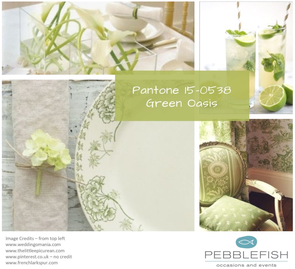 PIcture montage for pantone colour Green Oasis